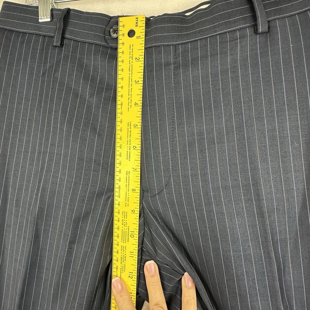 Joseph Abboud Dark Blue Navy Pinstripe Flat Front Wool Mens Dress Pants 32x26.5‎ - Picture 4 of 12